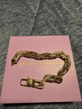 Melinda Maria Gold Crystal Pavé Link Bracelet
